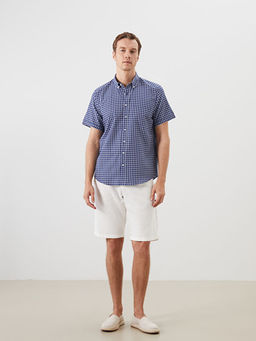 Regular Fit K?sa Kollu Ekose Oxford Erkek G?mlek