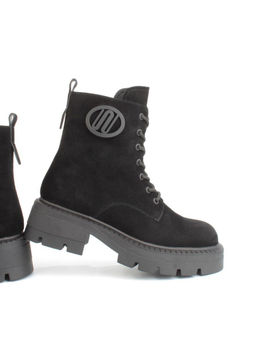 04-M3-1477 BLACK Ботинки зимние женские (натуральная замша, натуральный мех) - Фабричный китай фото 9