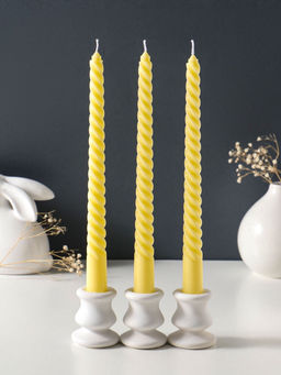Свеча витая 25 см (набор 3 шт) 57 гр, 5 ч, цв. пастельно-жёлтый