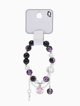 Браслет с подвесками «Сахарный» ракушка, шар №10/8, d=6 см, чёрно-фиолетовый в серебре