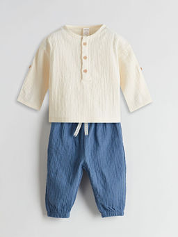 D??meli Erkek Bebek Ti??rt ve Pantolon 2li