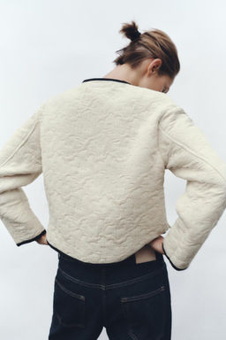 JACKET WITH CONTRAST TRIMS AND FLORAL STITCHING - Zara фото 4