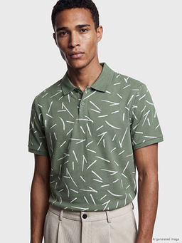 Polo Yaka Desenli Pike Erkek Ti??rt