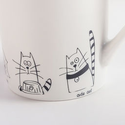 Кружка фарфоровая Доляна День кота, 380 мл, цвет белый  фото 5