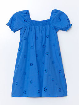 Kare Yaka Fisto Detayl? K?z ?ocuk Elbise