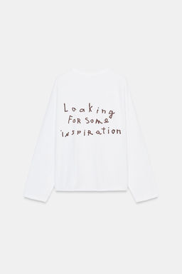 LONG SLEEVE TEXT T-SHIRT - Zara фото 2