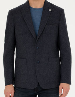 Lacivert Slim Fit Y_n Kar___ml_ Ceket