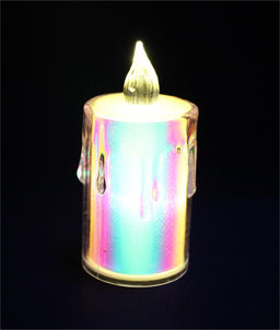 Свеча диодная 8см теплый белый свет (RKJ-4363) перламутровая, с батарейками