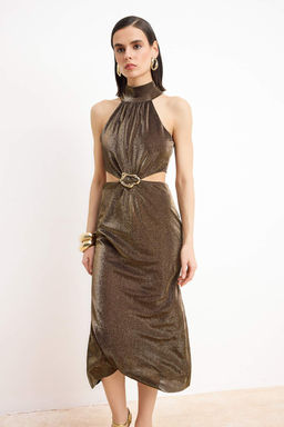 Alt?n Simli Cut Out Detayl? Maxi S?k/Gece Elbise TPRSS26EL00054 - Trendyolmilla фото 2