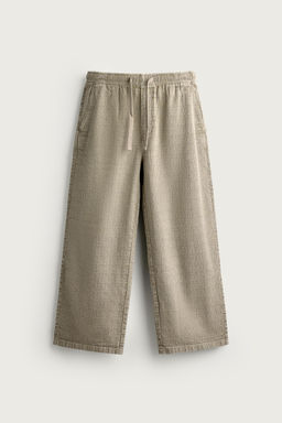 PANTAL?N RELAXED FIT JACQUARD LAVADO / Khaki - Zara фото 5