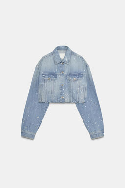TRF STRASS CROP DENIM JACKET - Zara фото 7