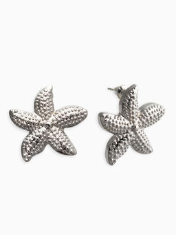 Цена за 3 шт. Серьги металл "Морская звезда", цвет серебро