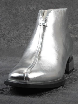 01-B50B-96C GREY/SILVER Ботинки демисезонные женские (натуральная кожа, байка)