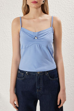 TRENDYOLMILLA Lila Buzgu Detayl? Havuz Yaka Fitted/Vucuda Oturan Orme Atlet TWOSS25BZ00026 фото 7