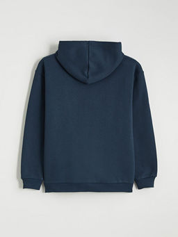 Bask?l? Erkek ?ocuk Kal?n Sweatshirt