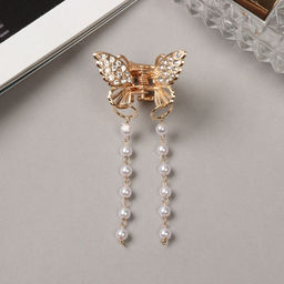 Цена за 6 шт. Крабик для волос «Милада», бусы, 2.5 см, золото