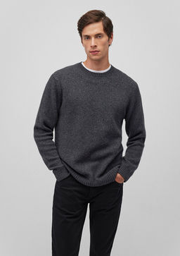 Bisiklet Yaka Gri Kazak - Mavi фото 2