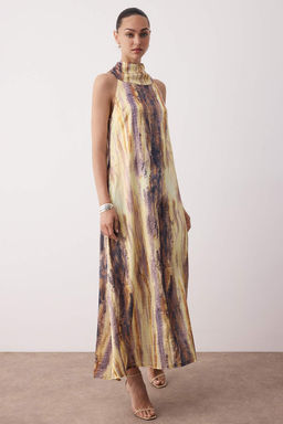 Sar? Batik Desenli Shift Rahat Kesim Saten Dokuma Elbise TWOSS25EL00880 - Trendyolmilla фото 2