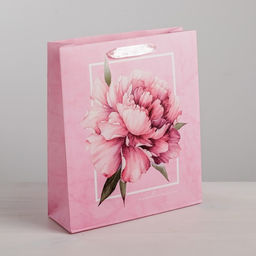 Пакет подарочный ламинированный, упаковка, «Пион», S 12 х 15 х 5.5 см