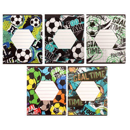 Цена за 20 шт. Тетрадь 12 листов в косую линию Calligrata "Футбол", обложка мелованный картон, ВД-лак, блок офсет, белизна 95%, МИКС