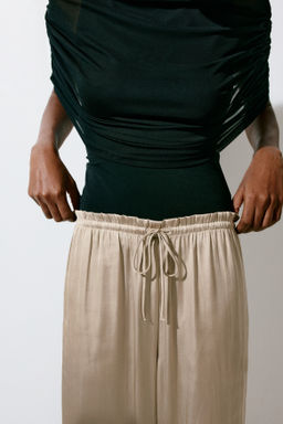 Pantal?n de sat?n con cord?n de ajuste - H&m фото 8