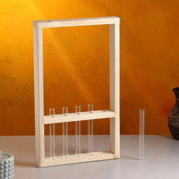 Кашпо деревянное 25х40х4,5 см с 5 колбами Рамка Экстра, натуральный Дарим Красиво  фото 5