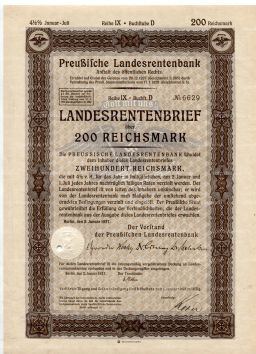 Облигация 4,5% 200 рейхсмарок 1937 года Германия