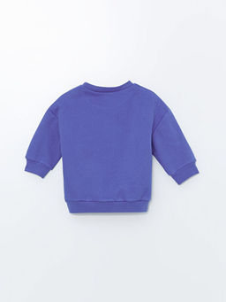 Bisiklet Yaka Bask?l? Erkek Bebek Sweatshirt