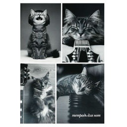 Тетрадь для нот 16 л. арт. 73230 КОТЫ И МУЗЫКА /А4, белый офсет, мягкий переплёт (2 скобы), облож.-