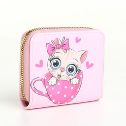 Кошелёк детский «Кошечка», на молнии, розовый