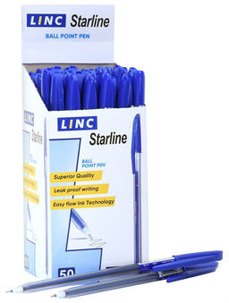 Ручка шар. LINC "StarLine" (7001, 248677) синяя 0.6мм, игольчатый стержень, прозрачный корпус