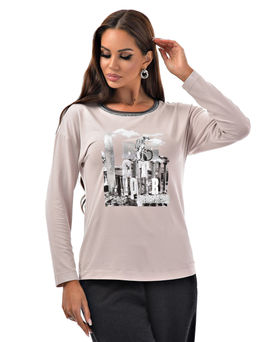 Лонгслив с принтом трикотаж пенье - А+б коллекция фото 28