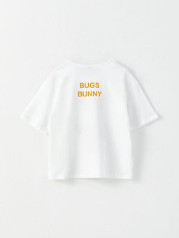 Bisiklet Yaka Bugs Bunny Bask?l? K?sa Kollu K?z ?ocuk Ti??rt