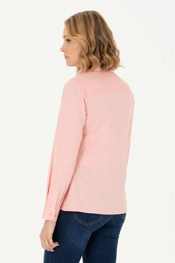 Женская базовая рубашка лососевого цвета с длинным рукавом - U.s. polo assn фото 12