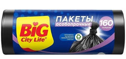 BIG CITY пакеты д/мусора 160л*10шт Особопрочные LD 80*110см чёрные 30 мкм
