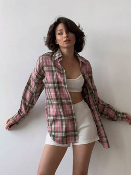 K13010 Рубашка OVER SIZE ТМ_РОЗОВЫЙ