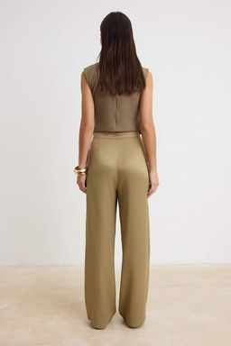 Haki Saten Wide Leg/Genis Paca Pantolon TWOSS26PL00197 - Trendyolmilla фото 4