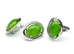 Кольцо Серьги с янтарем имитация размер 19