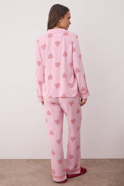 Ekru %100 Pamuklu Kapli Dokuma Pijama Tak?m? THMAW26PT00025 - Trendyolmilla фото 4
