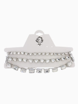 Чокер-колье Сияние трио на увеличение, цвет белый в серебре, 36 см