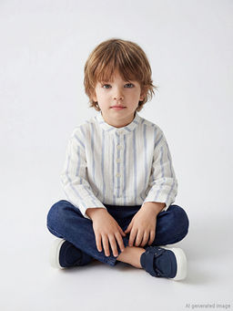 Hakim Yaka ?izgili Erkek Bebek G?mlek ve Pantolon