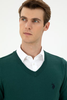 Мужской темно-зеленый базовый свитер Неожиданная скидка в корзине - U.s. polo assn фото 2