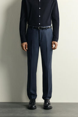 PANTAL?N REGULAR FIT TRAJE CUADROS / Marino oscuro - Zara фото 2