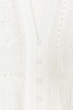 CROPPED BLOUSE WITH CUTWORK EMBROIDERY - Zara фото 11