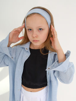 Рубашка-хенли Лен, голубой меланж - Inzibe фото 36