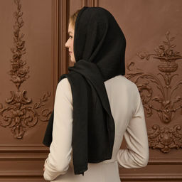 Палантин 180 х 70 см Гофра, цвет черный - Мастерская ПОКРОВ фото 10