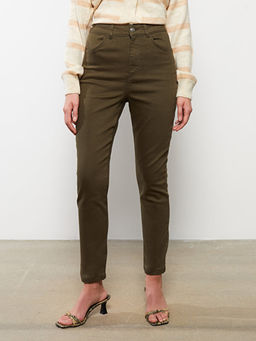 Y?ksek Bel Dar Fit D?z Gabardin Kad?n Pantolon