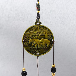 Музыка ветра «Слоны на монете», металл, 2 колокольчика, 37 см