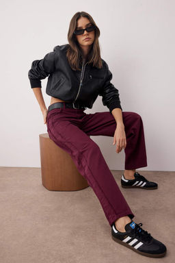 Bordo Yuksek Bel Dikis Detayl? Baggy Jeans TWOAW26JE00036 - Trendyolmilla фото 2