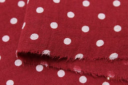 Муслин двухслойный с эф.жатости Горох на бордово-красном, ш.1.4м, хлопок-100%, 120гр/м.кв - Купава фото 4